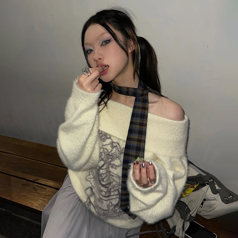 Karrram اليابانية Y2k المطرزة  - مراجعة Turtleneck Knit 90S وسعره