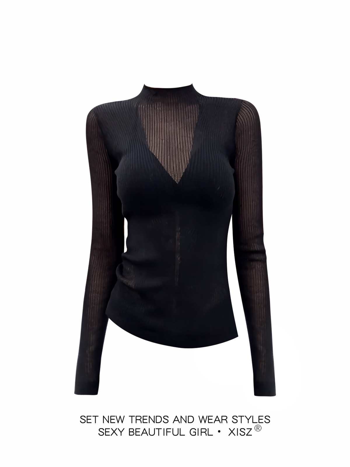تي شيرت نسائي أسود بتصميم قوطي - مراجعة Turtleneck Knit 90S وسعره